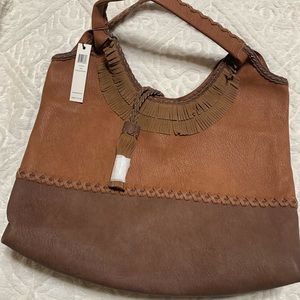 NWT STEVEN by Steve Madden Boho Tassel 2 Tone Brown Purse